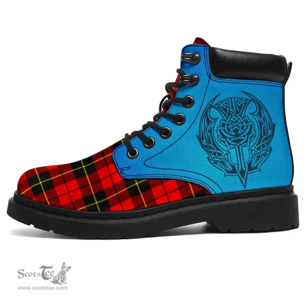 ScotsTee Shop Scottish Wallace Hunting - Red Clan Tartan Celtic Thistle All Season Boots
