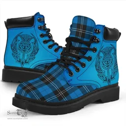 ScotsTee Shop Scottish Ramsay Blue Ancient Clan Tartan Celtic Thistle All Season Boots