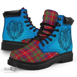 ScotsTee Shop Scottish Shaw Red Modern Clan Tartan Celtic Thistle All Season Boots