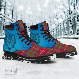 ScotsTee Shop Scottish Shaw Red Modern Clan Tartan Celtic Thistle All Season Boots