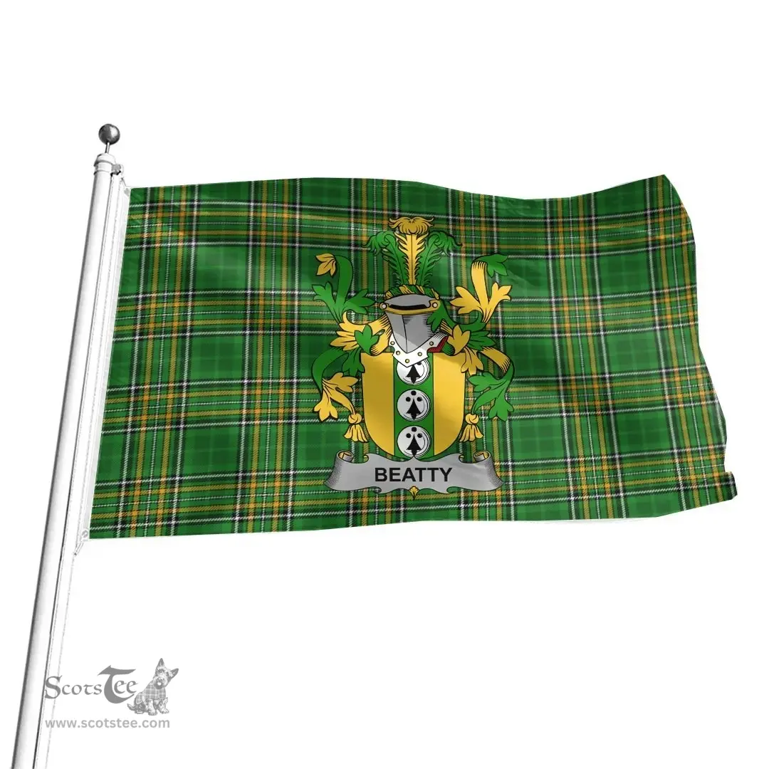 Irish Beatty or Betagh Coat of Arms Family Crest Ireland Flag Irish National Tartan Irish County Flag