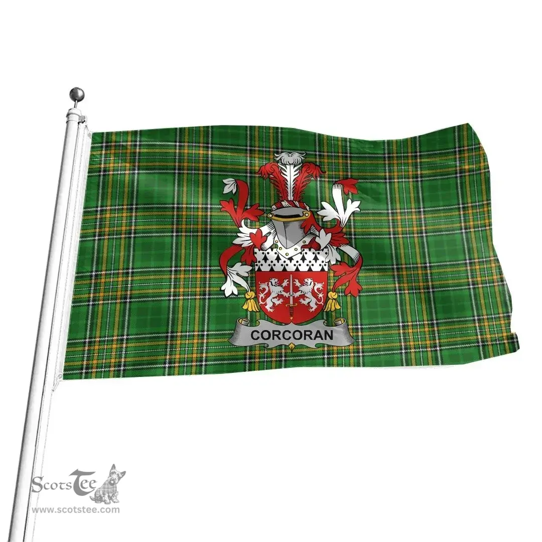 Irish Corcoran or McCorcoran Coat of Arms Family Crest Ireland Flag Irish National Tartan Irish County Flag