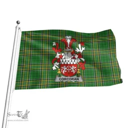 Irish Corcoran or McCorcoran Coat of Arms Family Crest Ireland Flag Irish National Tartan Irish County Flag