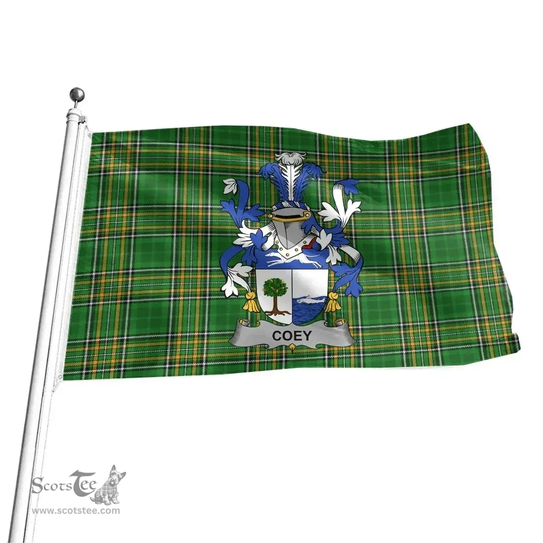 Irish Coey or McCoey Coat of Arms Family Crest Ireland Flag Irish National Tartan Irish County Flag