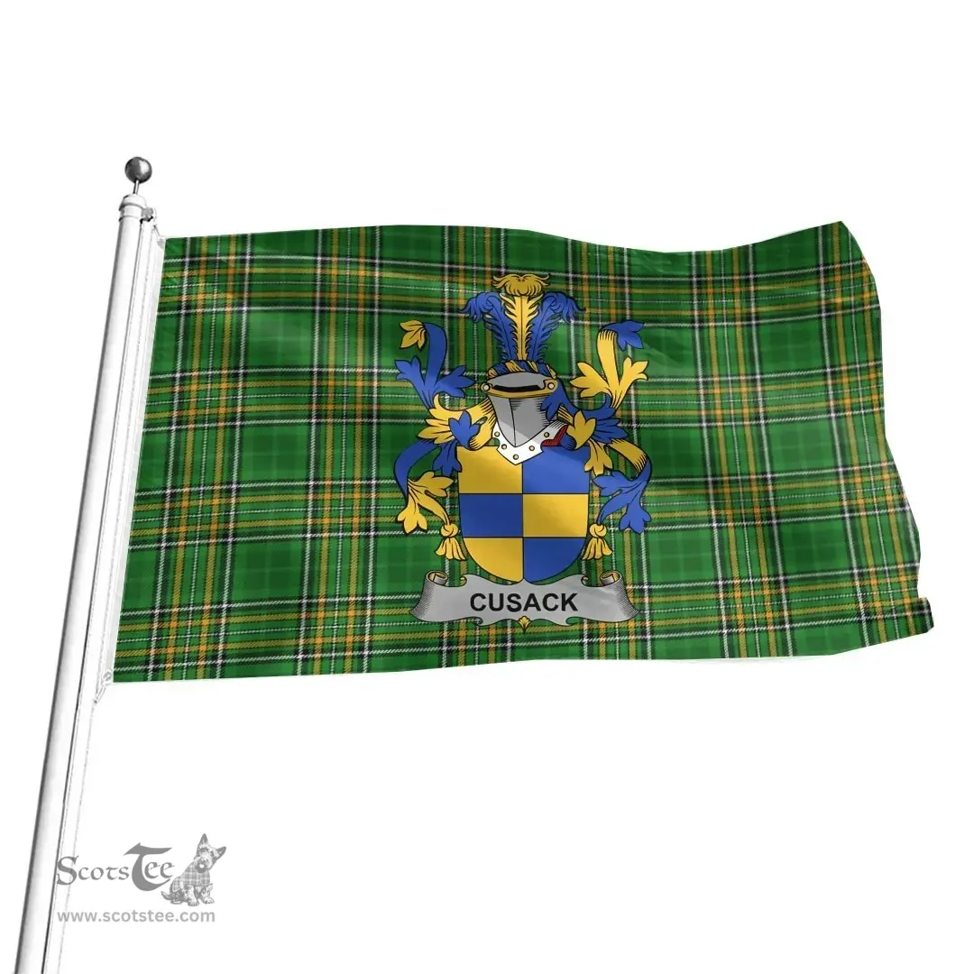Irish Cusack Coat of Arms Family Crest Ireland Flag Irish National Tartan Irish County Flag