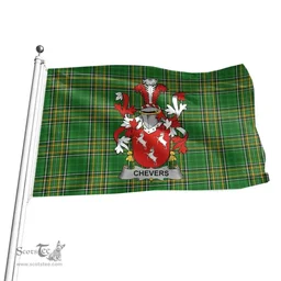 Irish Chevers Coat of Arms Family Crest Ireland Flag Irish National Tartan Irish County Flag
