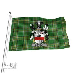 Irish Cornyn or O'Cornyn Coat of Arms Family Crest Ireland Flag Irish National Tartan Irish County Flag