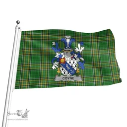 Irish Coyne or O'Coyne Coat of Arms Family Crest Ireland Flag Irish National Tartan Irish County Flag