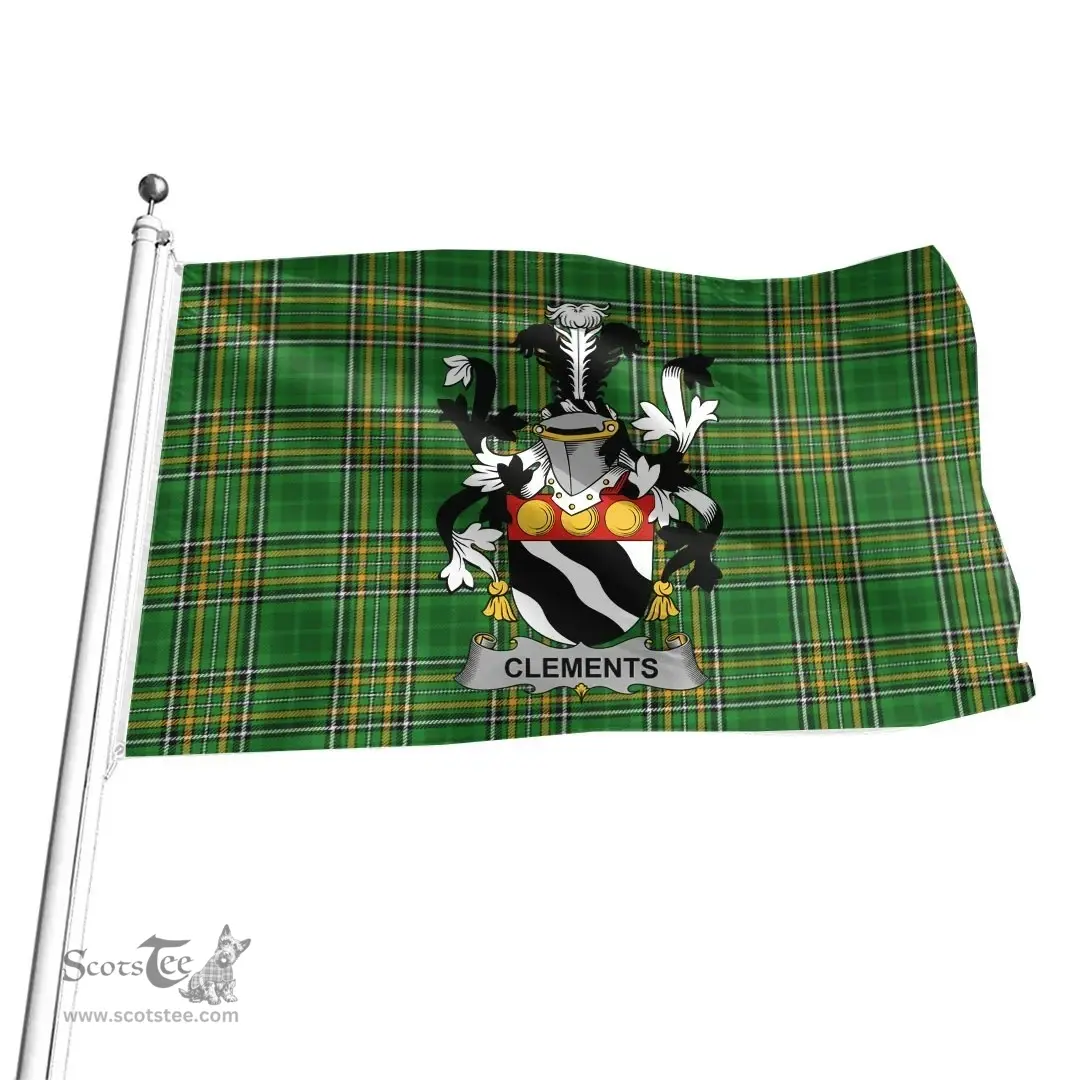 Irish Clements Coat of Arms Family Crest Ireland Flag Irish National Tartan Irish County Flag