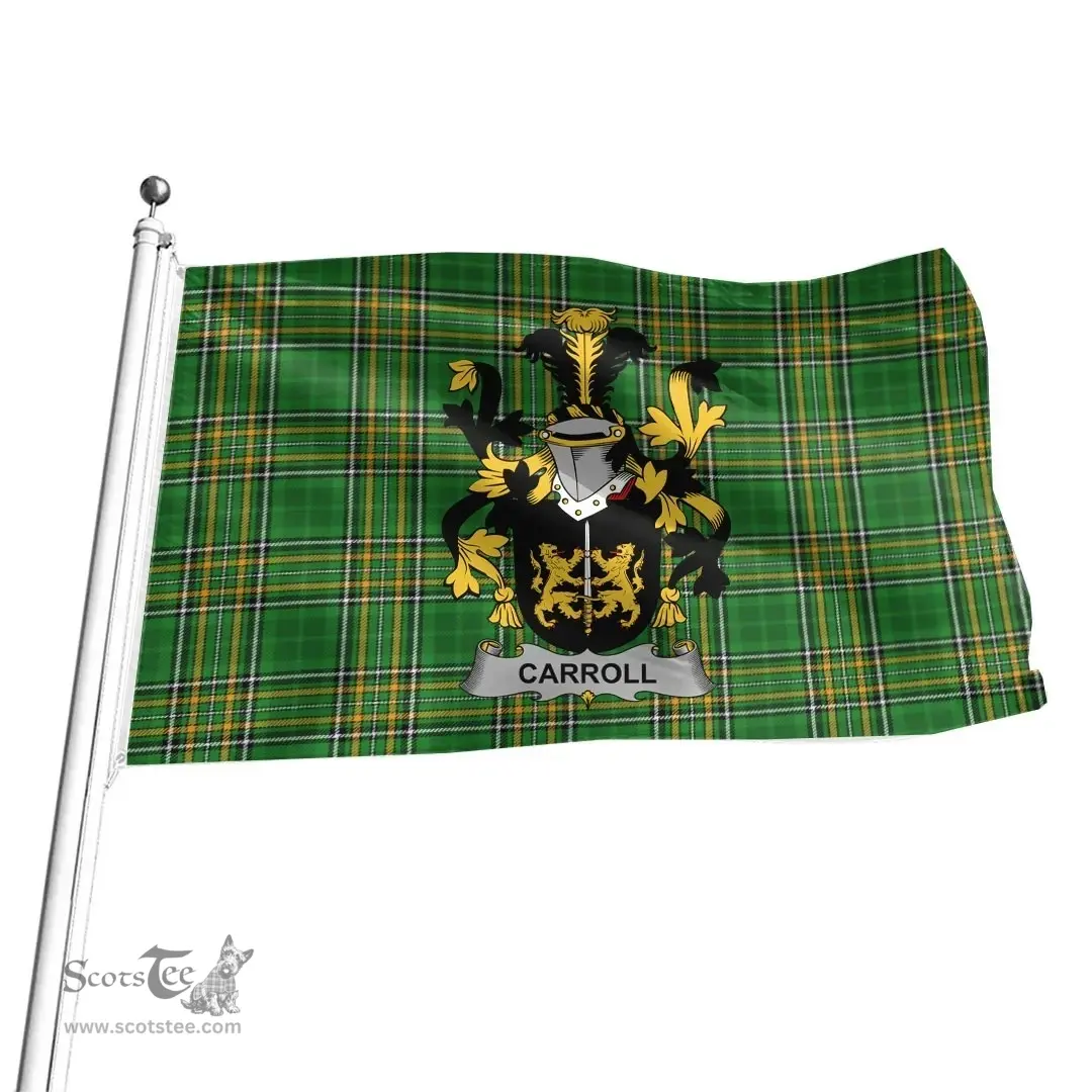 Irish Carroll or O'Carroll Coat of Arms Family Crest Ireland Flag Irish National Tartan Irish County Flag