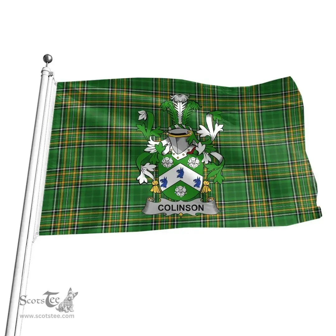Irish Colinson Coat of Arms Family Crest Ireland Flag Irish National Tartan Irish County Flag