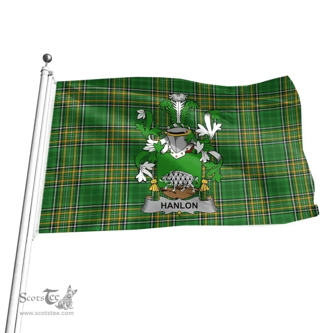 Irish Hanlon or O'Hanlon Coat of Arms Family Crest Ireland Flag Irish National Tartan Irish County Flag