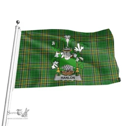 Irish Hanlon or O'Hanlon Coat of Arms Family Crest Ireland Flag Irish National Tartan Irish County Flag