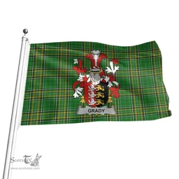 Irish Grady or O'Grady Coat of Arms Family Crest Ireland Flag Irish National Tartan Irish County Flag