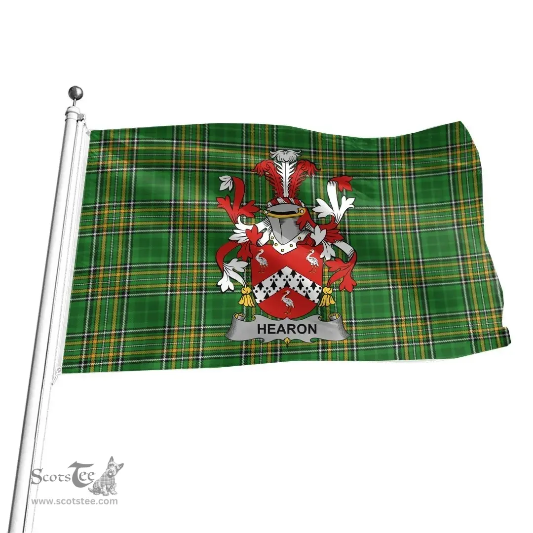 Irish Hearon or Hearn Coat of Arms Family Crest Ireland Flag Irish National Tartan Irish County Flag