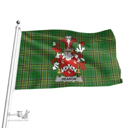 Irish Hearon or Hearn Coat of Arms Family Crest Ireland Flag Irish National Tartan Irish County Flag