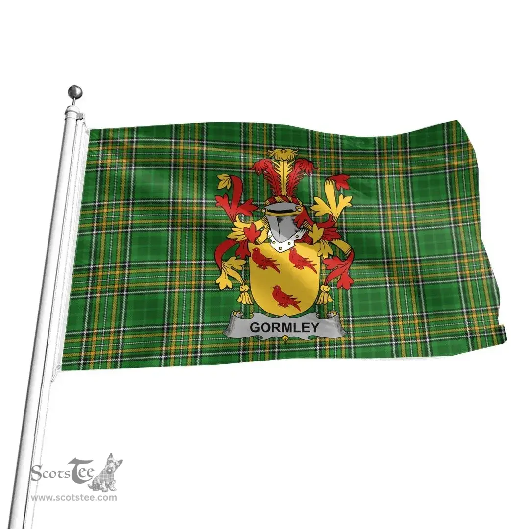 Irish Gormley or O'Gormley Coat of Arms Family Crest Ireland Flag Irish National Tartan Irish County Flag