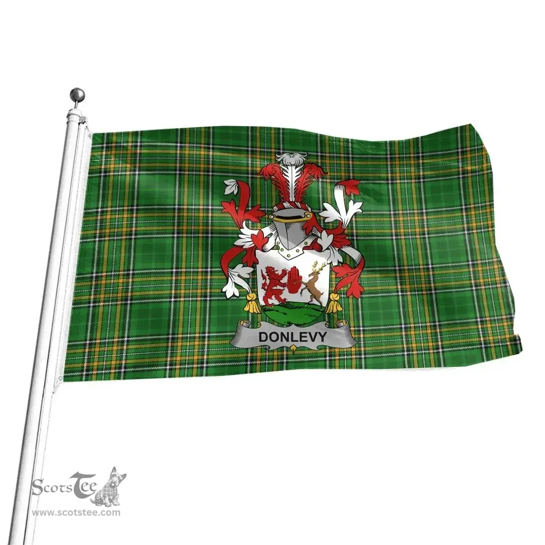 Irish Donlevy or O'Donlevy Coat of Arms Family Crest Ireland Flag Irish National Tartan Irish County Flag