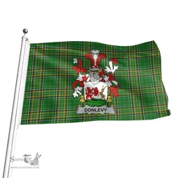 Irish Donlevy or O'Donlevy Coat of Arms Family Crest Ireland Flag Irish National Tartan Irish County Flag