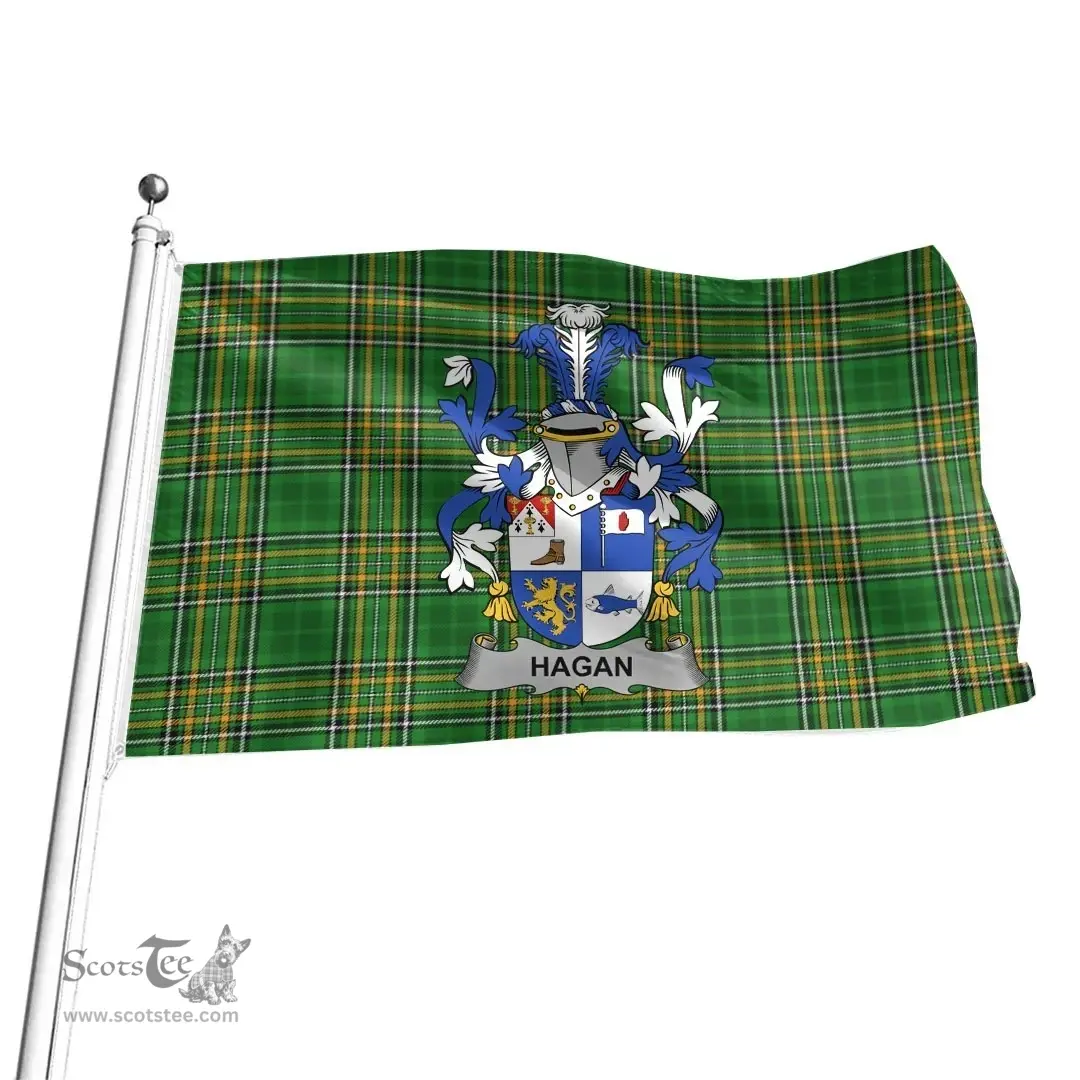 Irish Hagan or O'Hagan Coat of Arms Family Crest Ireland Flag Irish National Tartan Irish County Flag