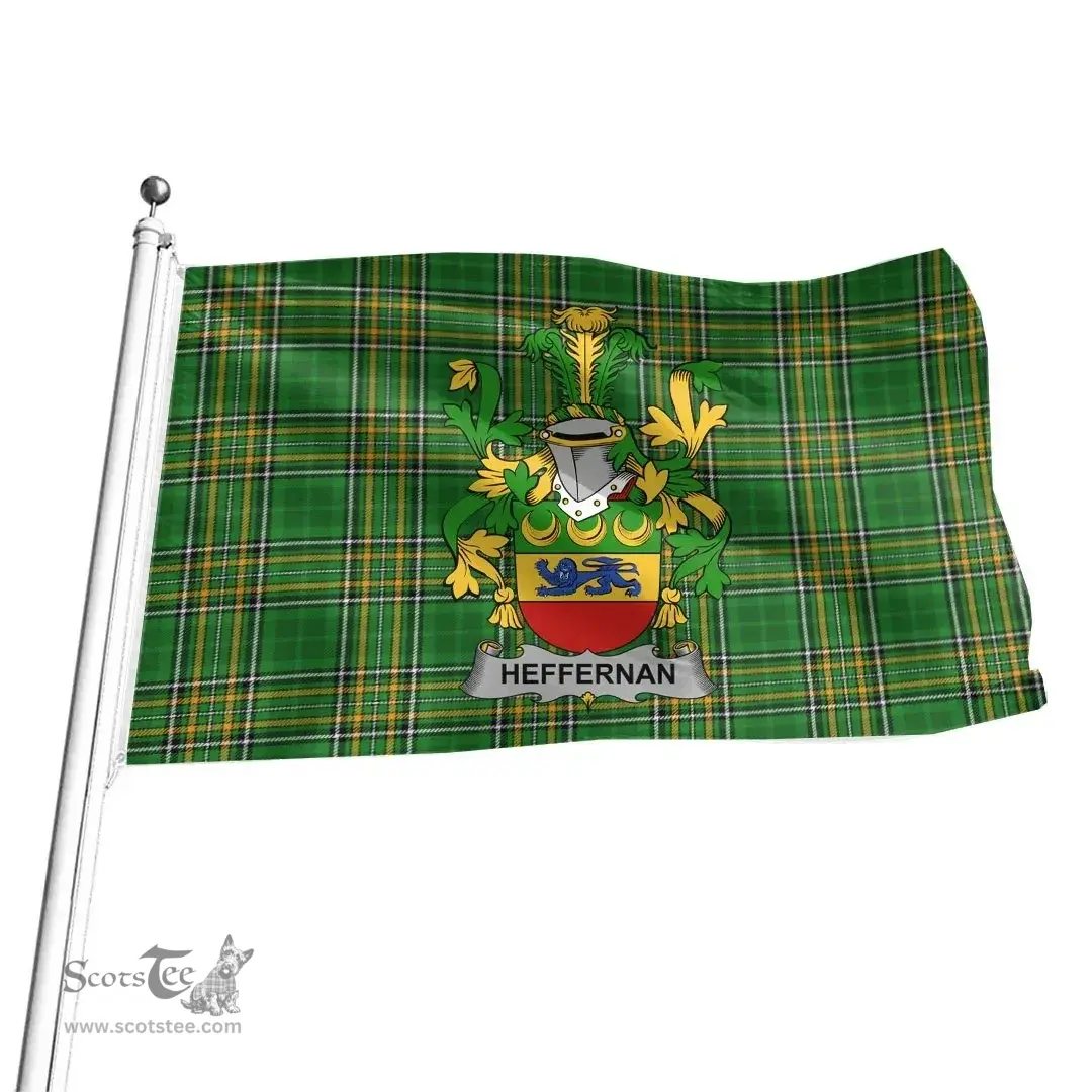 Irish Heffernan or O'Heffernan Coat of Arms Family Crest Ireland Flag Irish National Tartan Irish County Flag