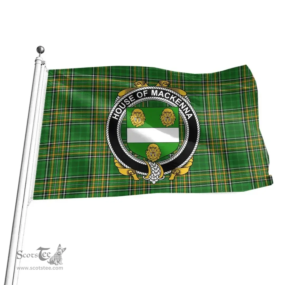 Irish House of MACKENNA Coat of Arms Family Crest Ireland Flag Irish National Tartan Irish County Flag