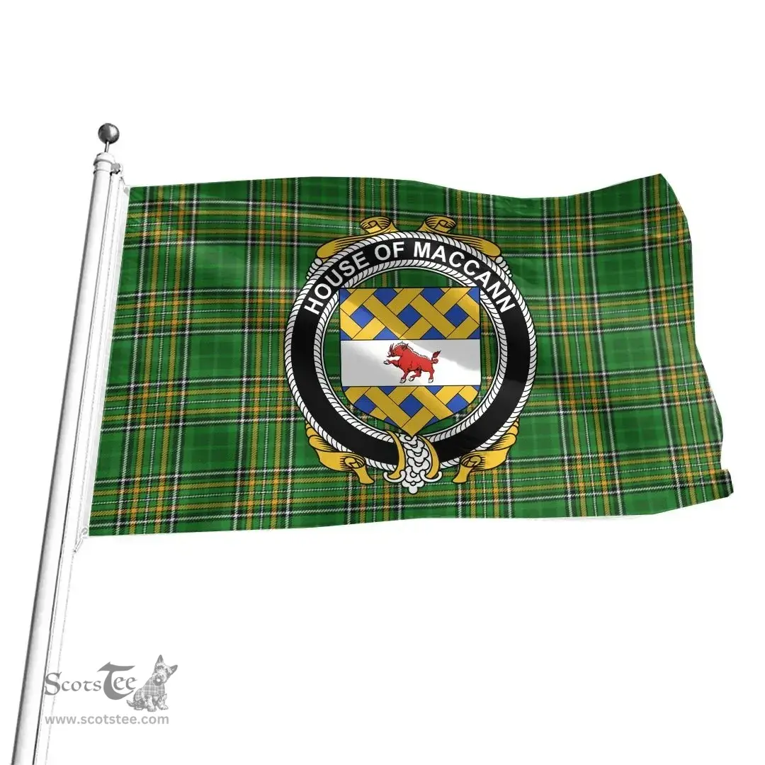 Irish House of MACCANN Coat of Arms Family Crest Ireland Flag Irish National Tartan Irish County Flag