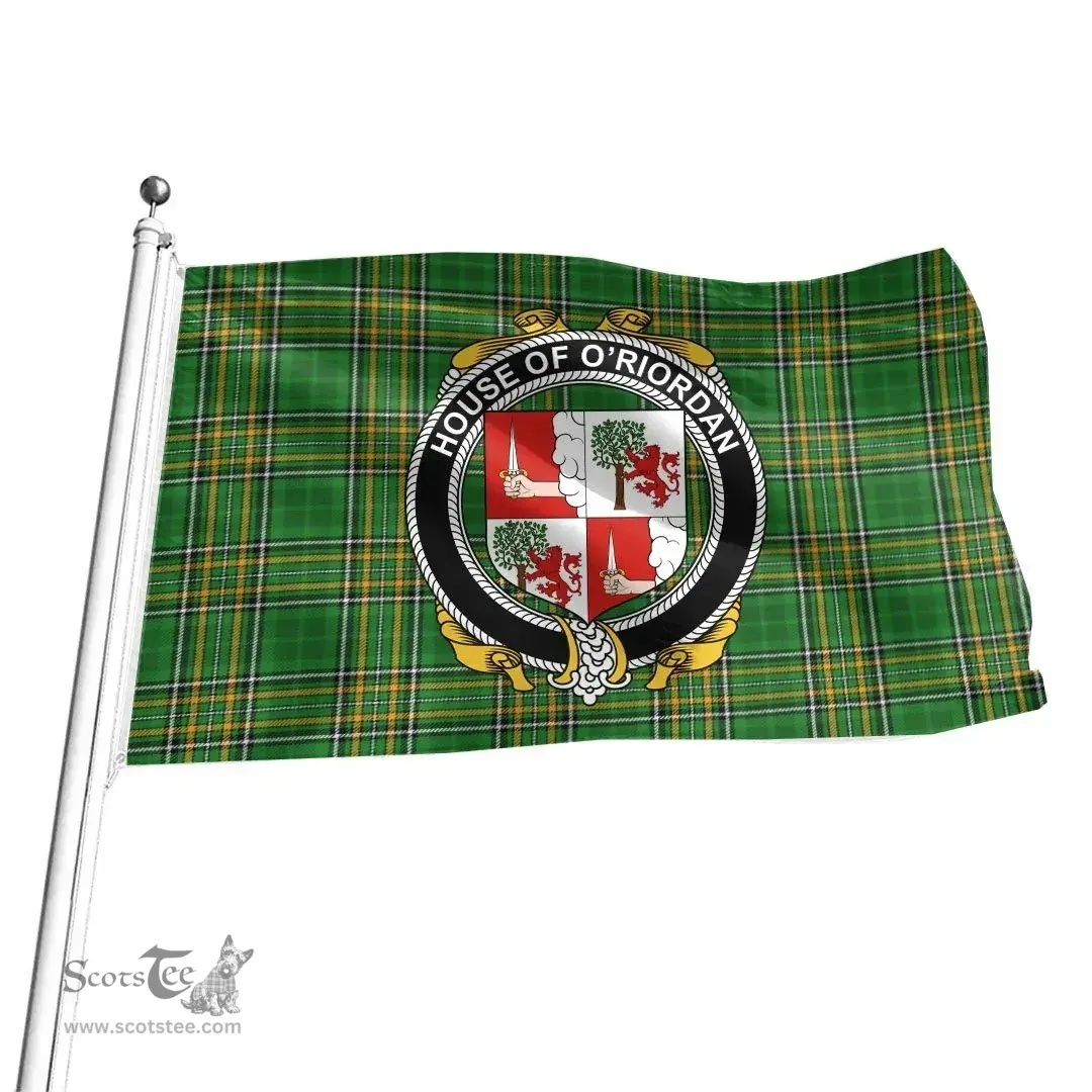Irish House of O'RIORDAN Coat of Arms Family Crest Ireland Flag Irish National Tartan Irish County Flag