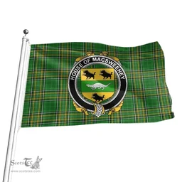 Irish House of MACSWEENEY Coat of Arms Family Crest Ireland Flag Irish National Tartan Irish County Flag