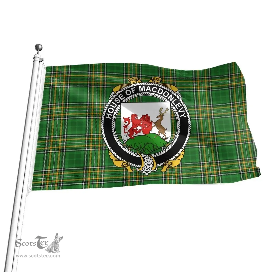 Irish House of MACDONLEVY Coat of Arms Family Crest Ireland Flag Irish National Tartan Irish County Flag