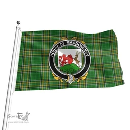 Irish House of MACDONLEVY Coat of Arms Family Crest Ireland Flag Irish National Tartan Irish County Flag