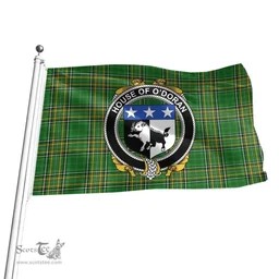 Irish House of O'DORAN Coat of Arms Family Crest Ireland Flag Irish National Tartan Irish County Flag