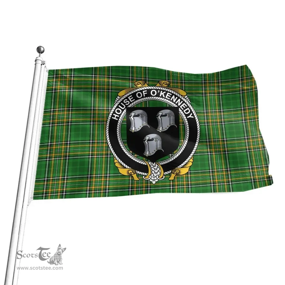 Irish House of O'KENNEDY Coat of Arms Family Crest Ireland Flag Irish National Tartan Irish County Flag