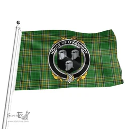 Irish House of O'KENNEDY Coat of Arms Family Crest Ireland Flag Irish National Tartan Irish County Flag