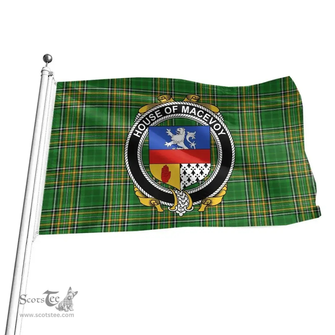 Irish House of MACEVOY Coat of Arms Family Crest Ireland Flag Irish National Tartan Irish County Flag
