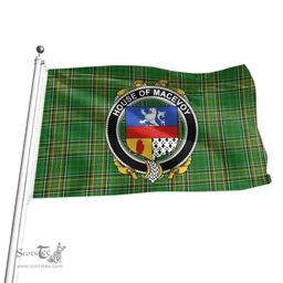 Irish House of MACEVOY Coat of Arms Family Crest Ireland Flag Irish National Tartan Irish County Flag