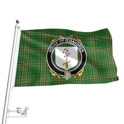 Irish House of O'DAVOREN Coat of Arms Family Crest Ireland Flag Irish National Tartan Irish County Flag