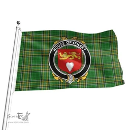 Irish House of O'HART Coat of Arms Family Crest Ireland Flag Irish National Tartan Irish County Flag