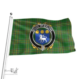 Irish House of O'FLYNN Coat of Arms Family Crest Ireland Flag Irish National Tartan Irish County Flag