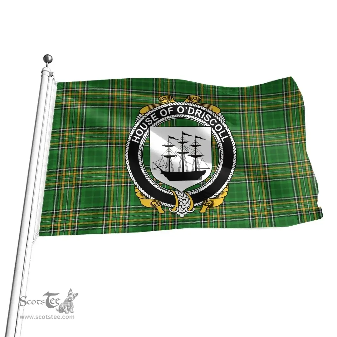 Irish House of O'DRISCOLL Coat of Arms Family Crest Ireland Flag Irish National Tartan Irish County Flag