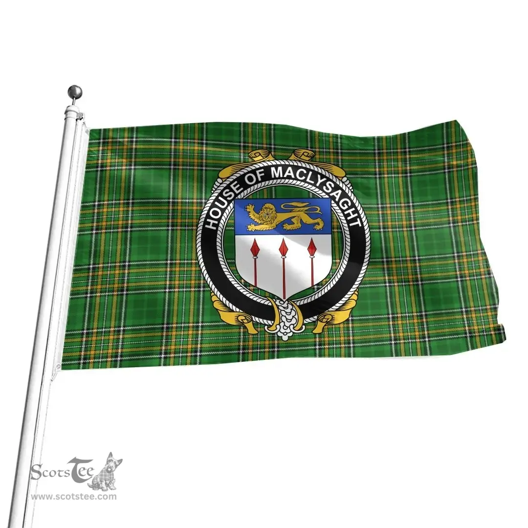 Irish House of MACLYSAGHT Coat of Arms Family Crest Ireland Flag Irish National Tartan Irish County Flag