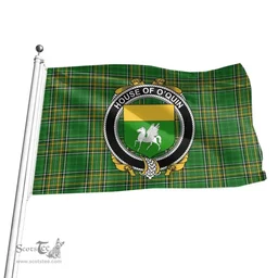 Irish House of O'QUIN (Annaly) Coat of Arms Family Crest Ireland Flag Irish National Tartan Irish County Flag