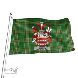 Irish Hussey or O'Hosey Coat of Arms Family Crest Ireland Flag Irish National Tartan Irish County Flag