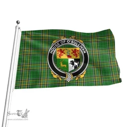 Irish House of O'SULLIVAN Coat of Arms Family Crest Ireland Flag Irish National Tartan Irish County Flag