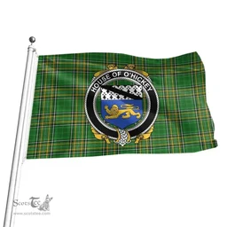 Irish House of O'HICKEY Coat of Arms Family Crest Ireland Flag Irish National Tartan Irish County Flag