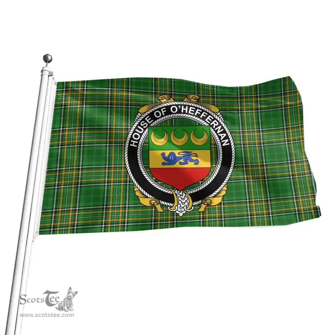 Irish House of O'HEFFERNAN Coat of Arms Family Crest Ireland Flag Irish National Tartan Irish County Flag