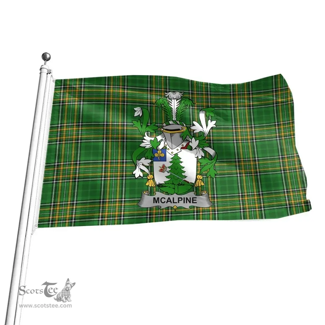 Irish McAlpine or MacAlpin Coat of Arms Family Crest Ireland Flag Irish National Tartan Irish County Flag