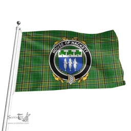 Irish House of HACKETT Coat of Arms Family Crest Ireland Flag Irish National Tartan Irish County Flag