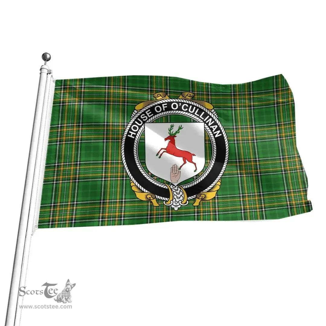 Irish House of O'CULLINAN Coat of Arms Family Crest Ireland Flag Irish National Tartan Irish County Flag