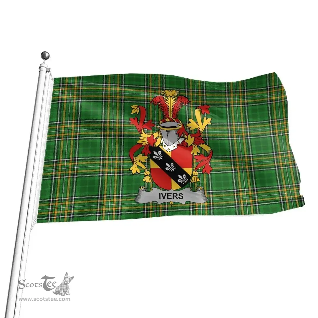 Irish Ivers Coat of Arms Family Crest Ireland Flag Irish National Tartan Irish County Flag